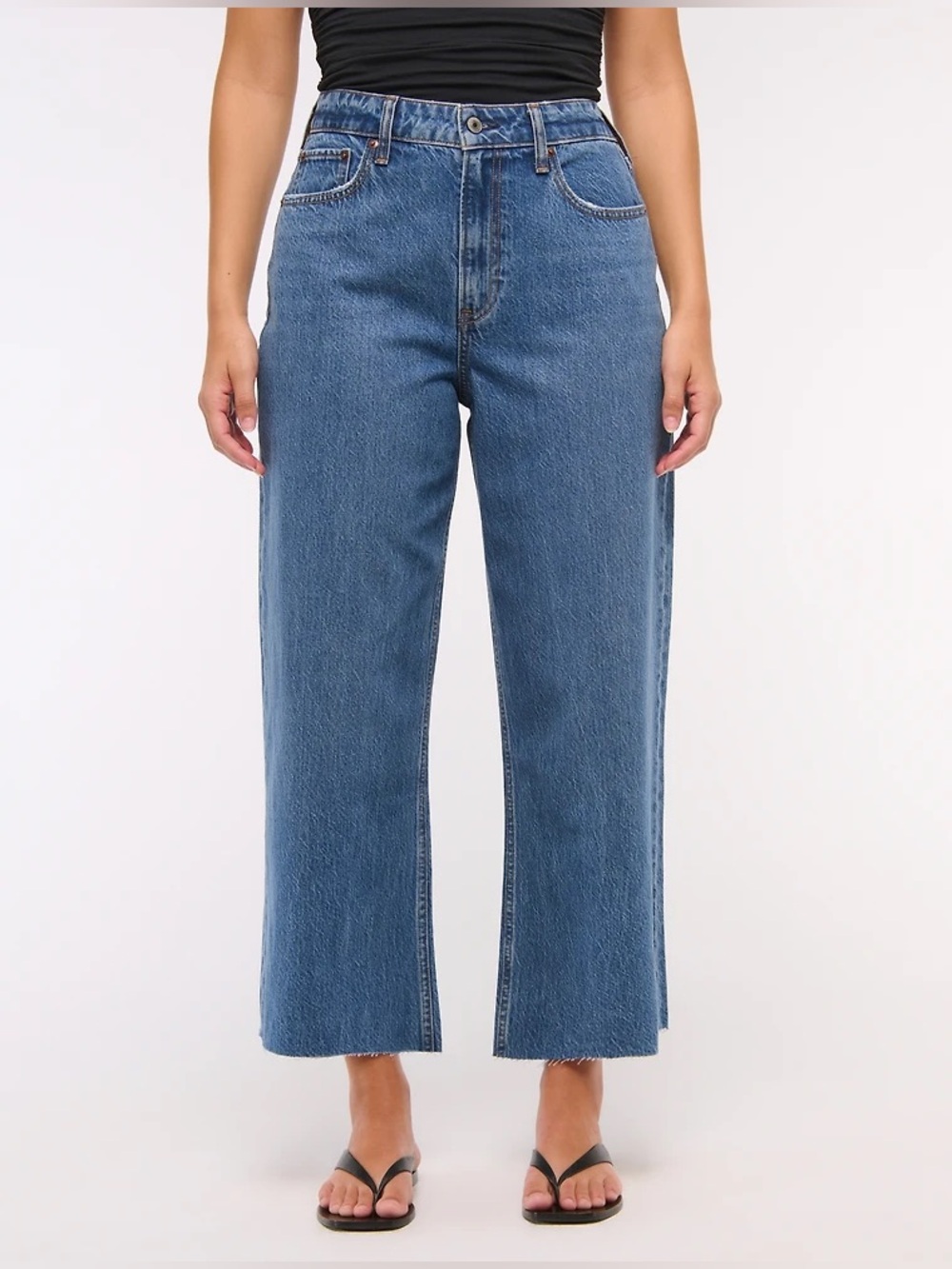 NWT Abercrombie Curve Love High Rise Crop Wide Leg Jeans 29 Lightweight